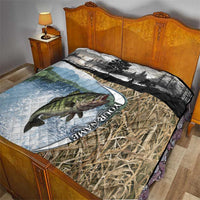 Personalized Largemouth Bass Fishing Quilt with Camo Reeds - Outdoor Angler Design - Wonder Print Shop