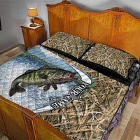 Personalized Largemouth Bass Fishing Quilt Bed Set with Camo Reeds - Outdoor Angler Design - Wonder Print Shop