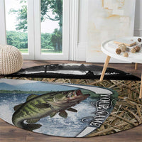 Personalized Largemouth Bass Fishing Round Carpet with Camo Reeds - Outdoor Angler Design - Wonder Print Shop