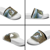 Personalized Largemouth Bass Fishing Slide Sandals with Camo Reeds - Outdoor Angler Design - Wonder Print Shop