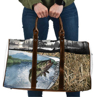 Personalized Largemouth Bass Fishing Travel Bag with Camo Reeds - Outdoor Angler Design - Wonder Print Shop