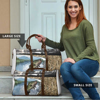 Personalized Largemouth Bass Fishing Travel Bag with Camo Reeds - Outdoor Angler Design - Wonder Print Shop