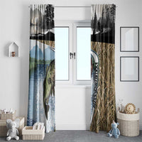Personalized Largemouth Bass Fishing Window Curtain with Camo Reeds - Outdoor Angler Design - Wonder Print Shop