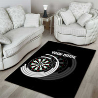 Personalized Black and White Dartboard Area Rug Bullseye Target Design for Dart Players - Wonder Print Shop