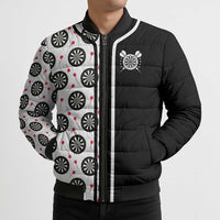 Personalized Black and White Dartboard Bomber Puffer Jacket Bullseye Target Design for Dart Players - Wonder Print Shop