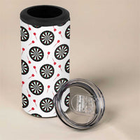 Personalized Black and White Dartboard 4 in 1 Can Cooler Tumbler Bullseye Target Design for Dart Players - Wonder Print Shop