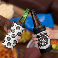 Personalized Black and White Dartboard 4 in 1 Can Cooler Tumbler Bullseye Target Design for Dart Players - Wonder Print Shop