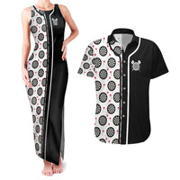 Personalized Black and White Dartboard Couples Matching Tank Maxi Dress and Hawaiian Shirt Bullseye Target Design for Dart Players - Wonder Print Shop