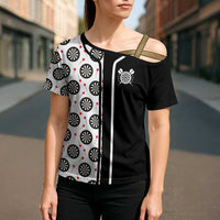 Personalized Black and White Dartboard Cross Shoulder Shirt Bullseye Target Design for Dart Players - Wonder Print Shop