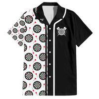 Personalized Black and White Dartboard Family Matching Long Sleeve Bodycon Dress and Hawaiian Shirt Bullseye Target Design for Dart Players - Wonder Print Shop