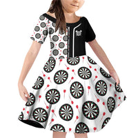 Personalized Black and White Dartboard Family Matching Off Shoulder Short Dress and Hawaiian Shirt Bullseye Target Design for Dart Players - Wonder Print Shop
