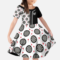 Personalized Black and White Dartboard Family Matching Puletasi and Hawaiian Shirt Bullseye Target Design for Dart Players - Wonder Print Shop