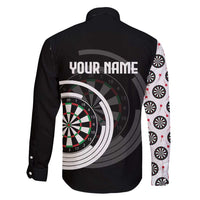 Personalized Black and White Dartboard Family Matching Puletasi and Hawaiian Shirt Bullseye Target Design for Dart Players - Wonder Print Shop