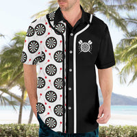 Personalized Black and White Dartboard Hawaiian Shirt Bullseye Target Design for Dart Players - Wonder Print Shop