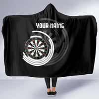 Personalized Black and White Dartboard Hooded Blanket Bullseye Target Design for Dart Players - Wonder Print Shop