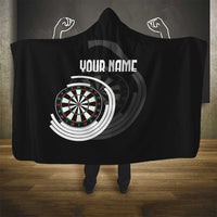 Personalized Black and White Dartboard Hooded Blanket Bullseye Target Design for Dart Players - Wonder Print Shop