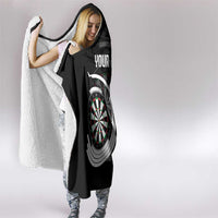 Personalized Black and White Dartboard Hooded Blanket Bullseye Target Design for Dart Players - Wonder Print Shop
