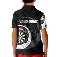 Personalized Black and White Dartboard Kid Polo Shirt Bullseye Target Design for Dart Players - Wonder Print Shop