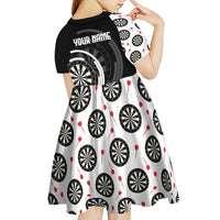 Personalized Black and White Dartboard Kid Short Sleeve Dress Bullseye Target Design for Dart Players - Wonder Print Shop