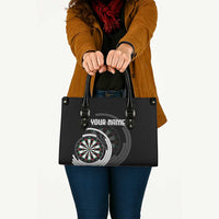 Personalized Black and White Dartboard Leather Bag Bullseye Target Design for Dart Players - Wonder Print Shop