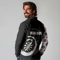 Personalized Black and White Dartboard Long Sleeve Polo Shirt Bullseye Target Design for Dart Players - Wonder Print Shop