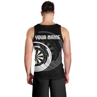 Personalized Black and White Dartboard Men Tank Top Bullseye Target Design for Dart Players - Wonder Print Shop