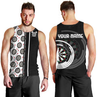 Personalized Black and White Dartboard Men Tank Top Bullseye Target Design for Dart Players - Wonder Print Shop