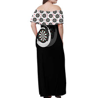 Personalized Black and White Dartboard Off Shoulder Maxi Dress Bullseye Target Design for Dart Players - Wonder Print Shop