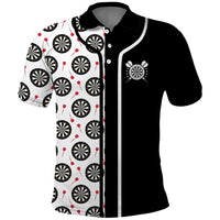 Personalized Black and White Dartboard Polo Shirt Bullseye Target Design for Dart Players - Wonder Print Shop