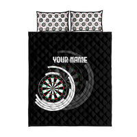 Personalized Black and White Dartboard Quilt Bed Set Bullseye Target Design for Dart Players - Wonder Print Shop