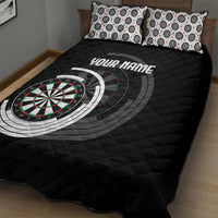 Personalized Black and White Dartboard Quilt Bed Set Bullseye Target Design for Dart Players - Wonder Print Shop
