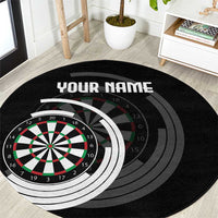 Personalized Black and White Dartboard Round Carpet Bullseye Target Design for Dart Players - Wonder Print Shop
