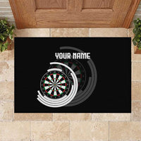 Personalized Black and White Dartboard Rubber Doormat Bullseye Target Design for Dart Players - Wonder Print Shop