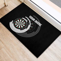 Personalized Black and White Dartboard Rubber Doormat Bullseye Target Design for Dart Players - Wonder Print Shop