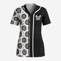 Personalized Black and White Dartboard Scrub Top Bullseye Target Design for Dart Players - Wonder Print Shop