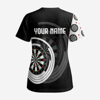 Personalized Black and White Dartboard Scrub Top Bullseye Target Design for Dart Players - Wonder Print Shop