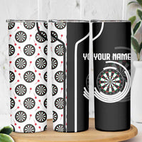 Personalized Black and White Dartboard Skinny Tumbler Bullseye Target Design for Dart Players - Wonder Print Shop