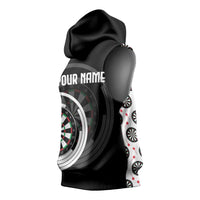 Personalized Black and White Dartboard Sleeveless Hoodie Bullseye Target Design for Dart Players - Wonder Print Shop