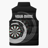 Personalized Black and White Dartboard Sleeveless Puffer Jacket Bullseye Target Design for Dart Players - Wonder Print Shop