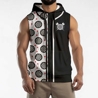 Personalized Black and White Dartboard Sleeveless Zip Hoodie Bullseye Target Design for Dart Players - Wonder Print Shop