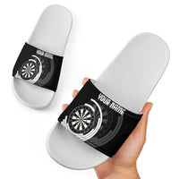 Personalized Black and White Dartboard Slide Sandals Bullseye Target Design for Dart Players - Wonder Print Shop