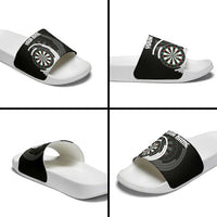 Personalized Black and White Dartboard Slide Sandals Bullseye Target Design for Dart Players - Wonder Print Shop