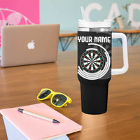 Personalized Black and White Dartboard Tumbler With Handle Bullseye Target Design for Dart Players - Wonder Print Shop