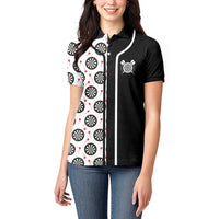 Personalized Black and White Dartboard Women Polo Shirt Bullseye Target Design for Dart Players - Wonder Print Shop