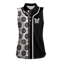 Personalized Black and White Dartboard Women Sleeveless Polo Shirt Bullseye Target Design for Dart Players - Wonder Print Shop