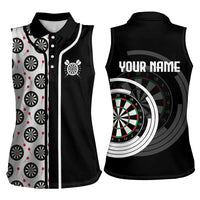 Personalized Black and White Dartboard Women Sleeveless Polo Shirt Bullseye Target Design for Dart Players - Wonder Print Shop