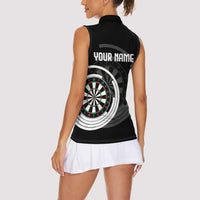 Personalized Black and White Dartboard Women Sleeveless Polo Shirt Bullseye Target Design for Dart Players - Wonder Print Shop