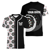 Personalized Black and White Dartboard Women V-Neck T-Shirt Bullseye Target Design for Dart Players - Wonder Print Shop
