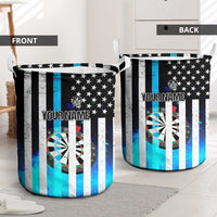Personalized Blue Flame American Flag Dart Laundry Basket Patriotic Dartboard Design - Wonder Print Shop