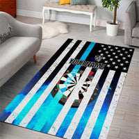 Personalized Blue Flame American Flag Dart Area Rug Patriotic Dartboard Design - Wonder Print Shop